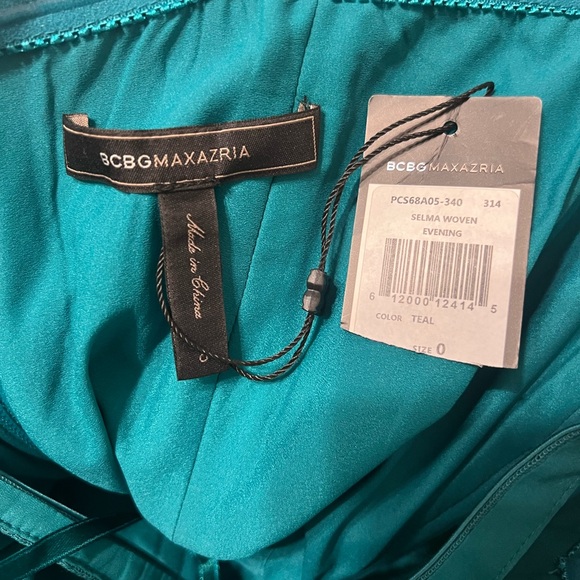 BCBGMaxAzria Blue Mini Bodycon Dress with Ribbed Bustier and Spaghetti Straps - Picture 7 of 8